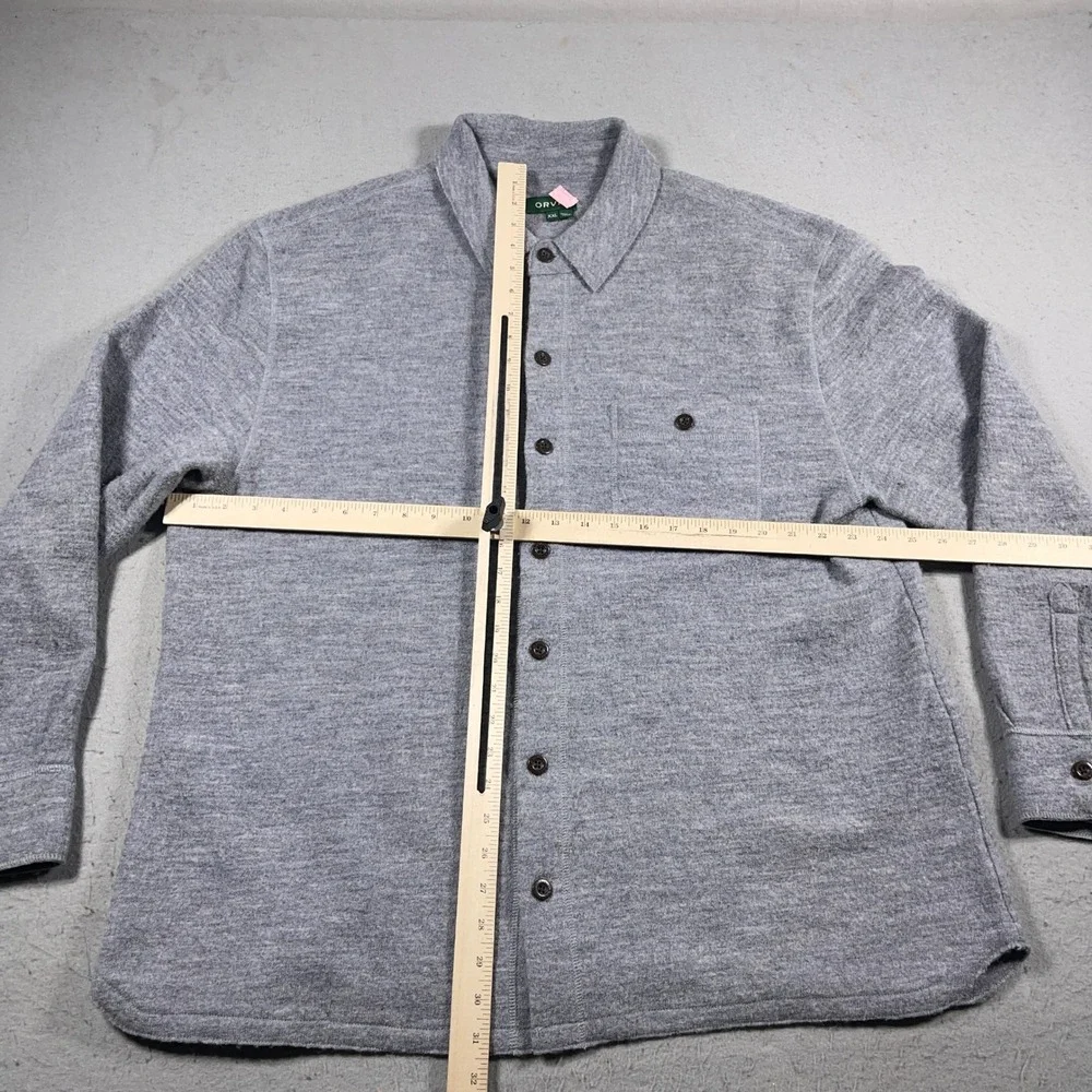 Orvis‎ Wool Blend Button Up Shirt Jacket Mens XXL Gray Outdoor Casual Outdoor